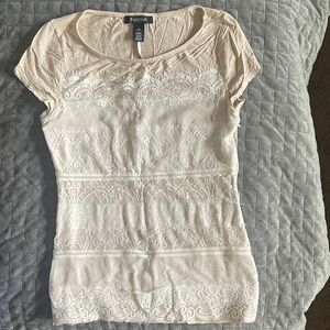 White House Black Market Cream Lace Blouse